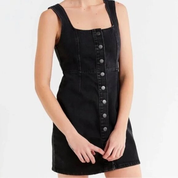 BDG Dresses & Skirts - Urban Outfitters Black Corduroy Jumper Size 0 Mini Dress Sleeveless Button